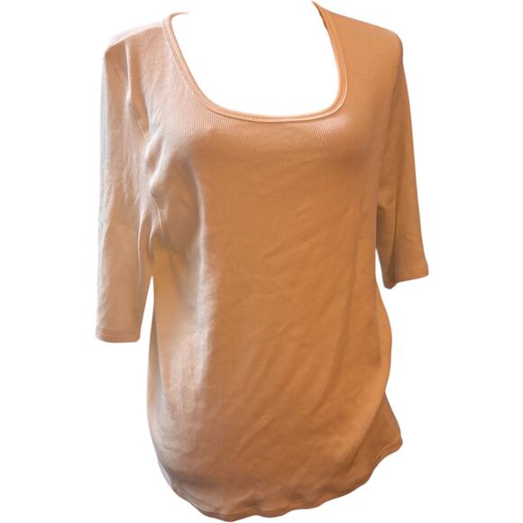 Quince Tops - Quince Scoop Neck White Short Sleeve Tee, Organic Cotton, Women's Size XL